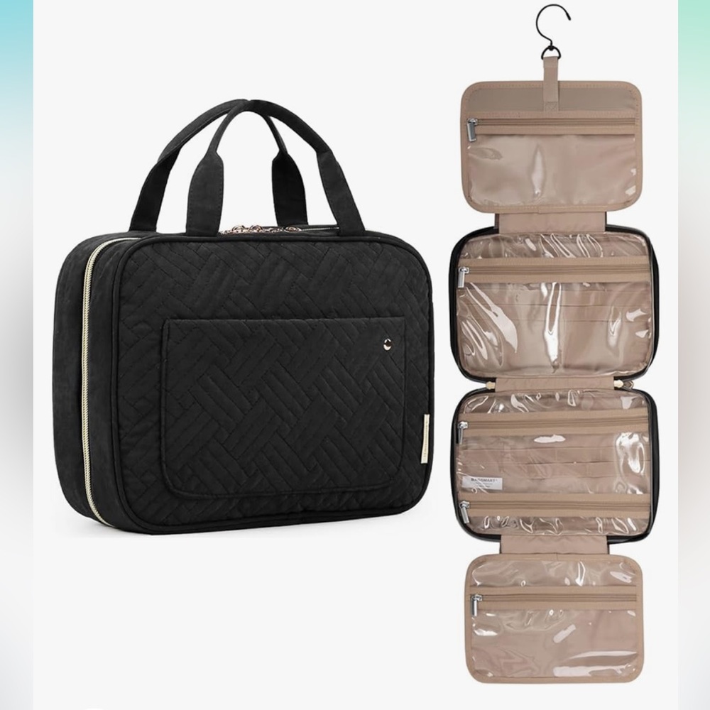 BAGSMART Toiletry Travel Bag Hanging Hook Makeup Cosmetic Bag Travel Organizer